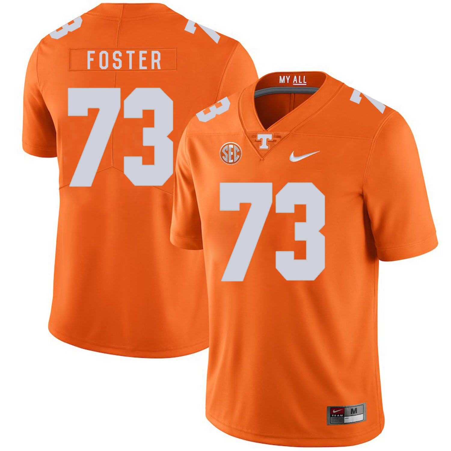 Men Tennessee Volunteers #73 Foster Orange Customized NCAA Jerseys->customized ncaa jersey->Custom Jersey